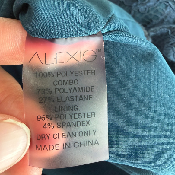 Alexis Bodysuit Womens Small Navy Lace Ruffle Pollie Illusion Long Sleeve Top - Picture 12 of 14